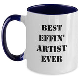 Funny Artist Gifts for Men and Women - Two Tone Coffee Mugs 'Best Effin' Artist Ever' Christmas Memorable Presents from Friends and Family - Main